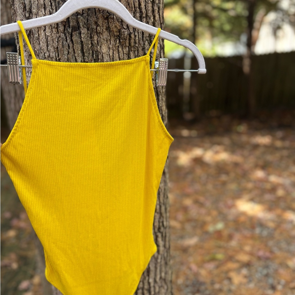 H&M Yellow Ribbed Bodysuit